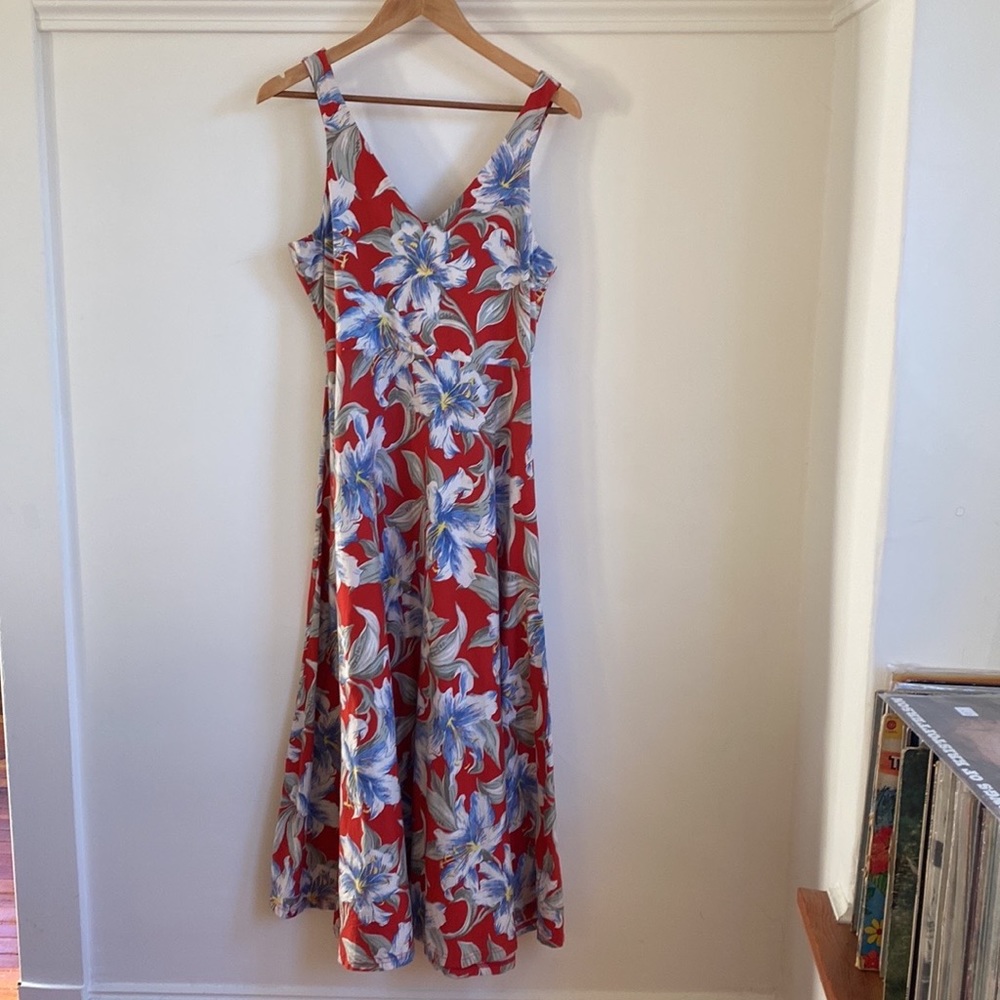 Chaps Denim Hawaiian Print Maxi Dress